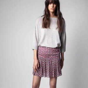 Zadig & Voltaire Rose Javala Liberty Skull-Print Crepe Mini Skirt